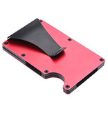 Gemeer Aluminium Carbon Fiber Wallet - Portemonnee Portefeuille Pasjeshouder Krediet Kaart Geld Clip - Rood