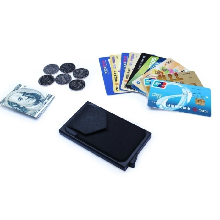 Stuff Certified® Aluminium Slim Wallet - Brieftasche Brieftasche Kartenhalter Kreditkarte Geldscheinklammer - Schwarz