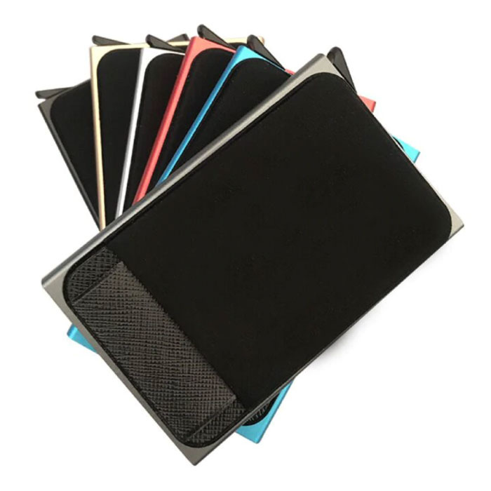 Stuff Certified® Aluminium Slim Wallet - Portemonnee Portefeuille Pasjeshouder Krediet Kaart Geld Clip - Zwart