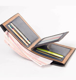 Fuerdanni Billfold Wallet PU Leather - Slim Wallet Wallet Card Holder Carte de crédit - Marron