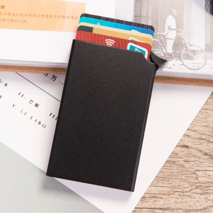 Porta carte di credito in alluminio - Portafoglio antifurto Portafoglio Porta carte di credito - Nero