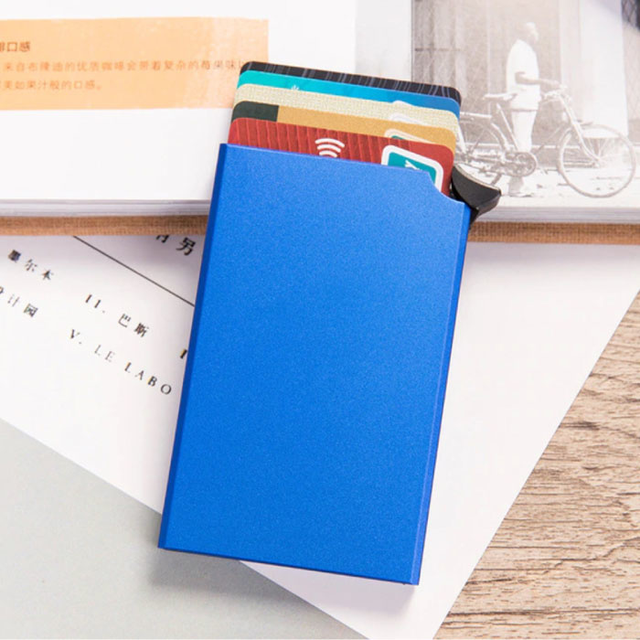 Tarjetero de aluminio - Billetera antirrobo Billetera Billetera para tarjetas de crédito - Azul