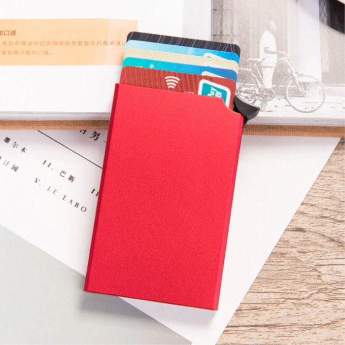 Aluminiowe etui na karty - portfel antykradzieżowy Portfel na karty kredytowe - czerwony