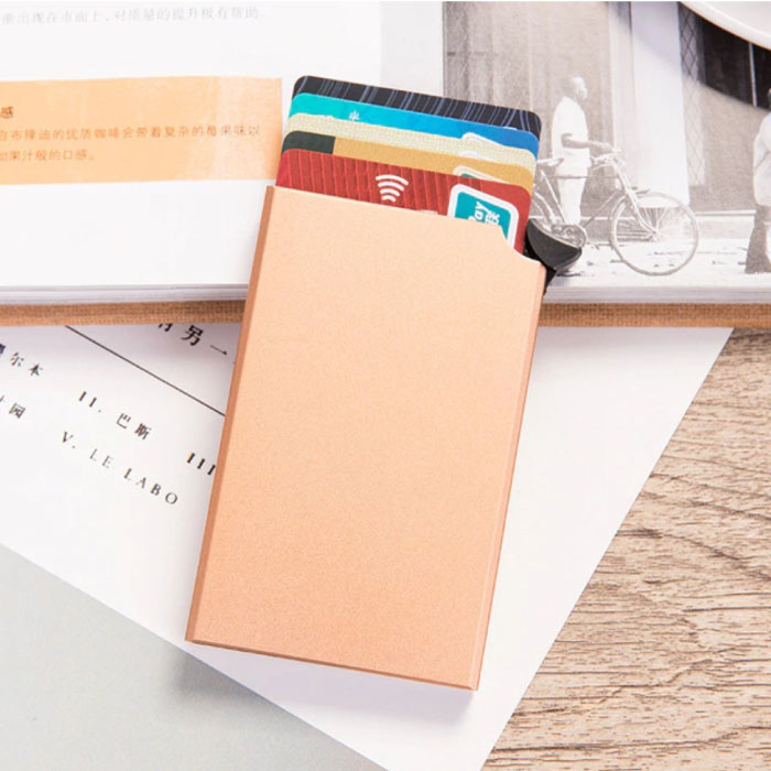 Tarjetero de aluminio - Billetera antirrobo Billetera Billetera para tarjetas de crédito - Dorado