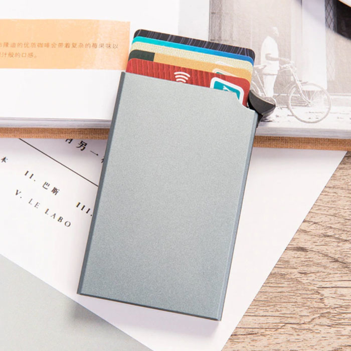 Porta carte di credito in alluminio - Portafoglio antifurto Portafoglio Porta carte di credito - Grigio