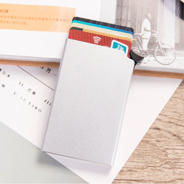 Tarjetero de aluminio - Billetera antirrobo Billetera Billetera para tarjetas de crédito - Plateado