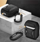 MOBOSI Étui antichoc pour AirPods 1/2 avec mousqueton - Peau de couverture pour AirPod - Bleu