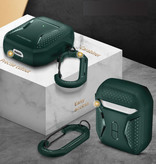 MOBOSI Custodia antiurto per AirPods 1/2 con moschettone - Custodia per AirPod Cover Skin - Verde