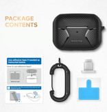 MOBOSI Shockproof Case for AirPods Pro with Carabiner - AirPod Case Cover Skin - Black