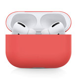 SIFREE Flexible Case for AirPods Pro - Silicone Skin AirPod Case Cover Smooth - Light Red