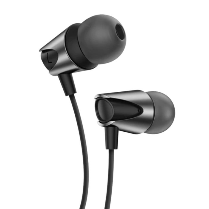 Oortjes met Microfoon en One Button Control - 3.5mm AUX Oordopjes Wired Earphones Oortelefoon Zwart