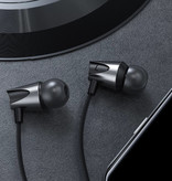 Kuulaa Oortjes met Microfoon en One Button Control - 3.5mm AUX Oordopjes Wired Earphones Oortelefoon Zwart