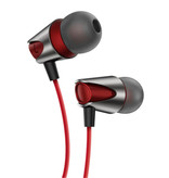 Kuulaa Earphones with Microphone and One Button Control - 3.5mm AUX Jack Earbuds Wired Earphones Earphones Red