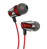 Kuulaa Słuchawki z mikrofonem i sterowaniem jednym przyciskiem - 3,5 mm AUX Jack Słuchawki douszne Słuchawki przewodowe Czerwone