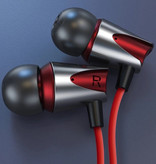 Kuulaa Earphones with Microphone and One Button Control - 3.5mm AUX Jack Earbuds Wired Earphones Earphones Red