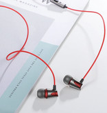 Kuulaa Écouteurs avec microphone et commande à un bouton - Écouteurs jack AUX 3,5 mm Écouteurs filaires Écouteurs rouges