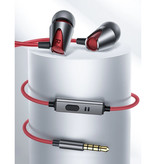 Kuulaa Écouteurs avec microphone et commande à un bouton - Écouteurs jack AUX 3,5 mm Écouteurs filaires Écouteurs rouges