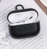 Stuff Certified® Étui de luxe en cuir pour AirPods Pro - Housse de protection en cuir pour AirPod - Noir