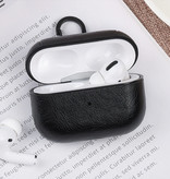 Stuff Certified® Leather Luxury Case for AirPods Pro - Leather Skin AirPod Case Cover - Black