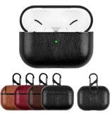 Stuff Certified® Leder Luxus-Fall für AirPods Pro - Lederhaut AirPod Fall Abdeckung - Schwarz