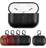 Stuff Certified® Leather Luxury Case for AirPods Pro - Leather Skin AirPod Case Cover - Red