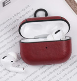 Stuff Certified® Leather Luxury Case for AirPods Pro - Leather Skin AirPod Case Cover - Red