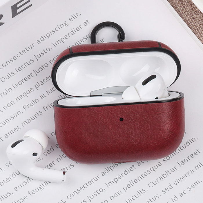 Leather Luxury Case for AirPods Pro - Leather Skin AirPod Case Cover - Red