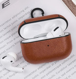 Stuff Certified® Leather Luxury Case for AirPods Pro - Leather Skin AirPod Case Cover - Light brown