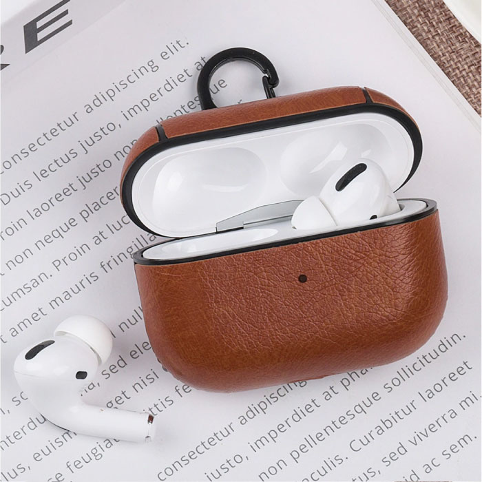 Étui de luxe en cuir pour AirPods Pro - Housse de protection en cuir pour AirPod - Marron clair