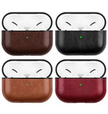 Stuff Certified® Leather Luxury Case for AirPods Pro - Leather Skin AirPod Case Cover - Brown