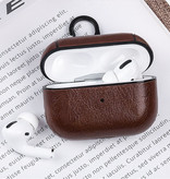 Stuff Certified® Leather Luxury Case for AirPods Pro - Leather Skin AirPod Case Cover - Brown
