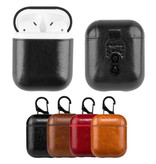 Stuff Certified® Étui de luxe en cuir pour AirPods 1/2 - Housse de protection en cuir pour AirPod - Noir