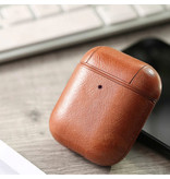 Stuff Certified® Leren Luxe Hoesje voor AirPods 1 / 2 - Leather Skin AirPod Case Cover - Lichtbruin