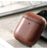 Stuff Certified® Leather Luxury Case for AirPods 1/2 - Leather Skin AirPod Case Cover - Brown