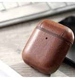 Stuff Certified® Leren Luxe Hoesje voor AirPods 1 / 2 - Leather Skin AirPod Case Cover - Bruin