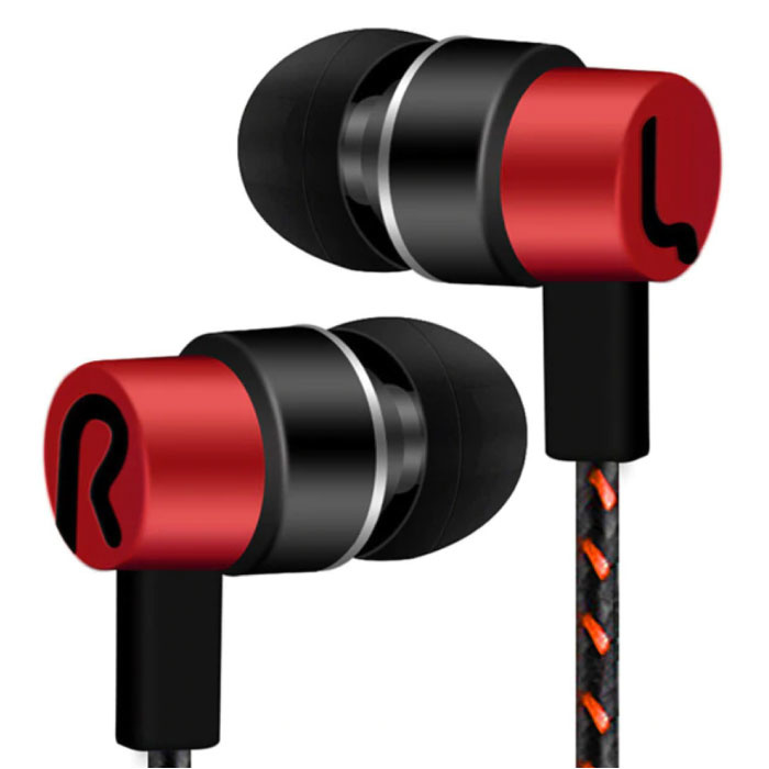 Słuchawki douszne AUX 3,5 mm Słuchawki przewodowe Słuchawki douszne Czerwone