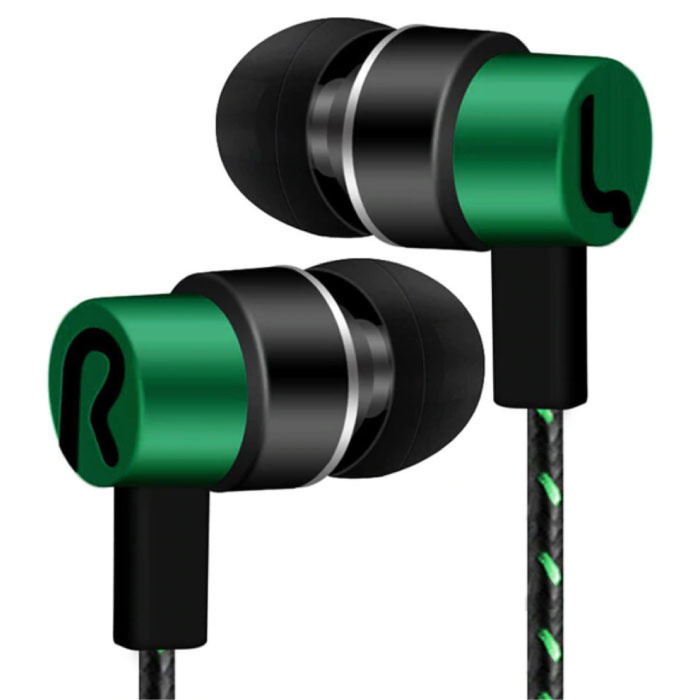 3.5mm AUX Oordopjes Oortjes Wired Earphones Oortelefoon Groen