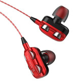 Bluelans Dual Driver Earphones AUX 3.5mm - Earphones Wired Earphones Earphone Red