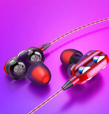 Bluelans Dual Driver Earphones AUX 3.5mm - Earphones Wired Earphones Earphone Red