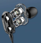 Bluelans Słuchawki z podwójnym sterownikiem AUX 3,5 mm - Słuchawki Słuchawki przewodowe Słuchawki douszne Czerwone