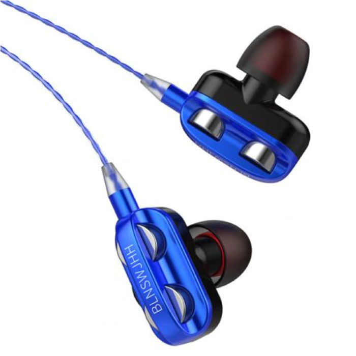 Bluelans Dual Driver Oordopjes AUX 3.5mm - Oortjes Wired Earphones Oortelefoon Blauw
