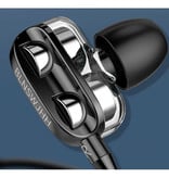 Bluelans Dual Driver Oordopjes AUX 3.5mm - Oortjes Wired Earphones Oortelefoon Zwart