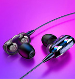 Bluelans Dual Driver Earphones AUX 3.5mm - Earphones Wired Earphones Earphone Black