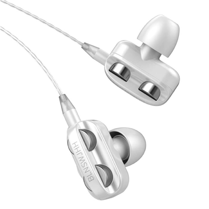 Dual Driver Earphones AUX 3.5mm - Earphones Wired Earphones Earphone White