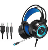 H & A Auriculares para juegos con cable para PC / Xbox / PS4 / PS5 - Auriculares con micrófono y auriculares negros