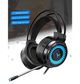 H & A Casque de jeu filaire pour PC / Xbox / PS4 / PS5 - Casque avec microphone noir