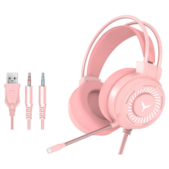 Cuffie da gioco cablate per PC / Xbox / PS4 / PS5 - Cuffie con microfono rosa