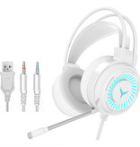 H & A Auriculares para juegos con cable para PC / Xbox / PS4 / PS5 - Auriculares con micrófono y auriculares blancos