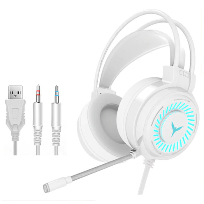 Auriculares para juegos con cable para PC / Xbox / PS4 / PS5 - Auriculares con micrófono y auriculares blancos