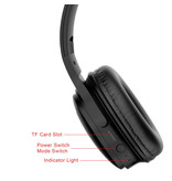 QSTT Écouteurs H1 Bluetooth 5.0 Casque sans fil HiFi Stéréo Noir